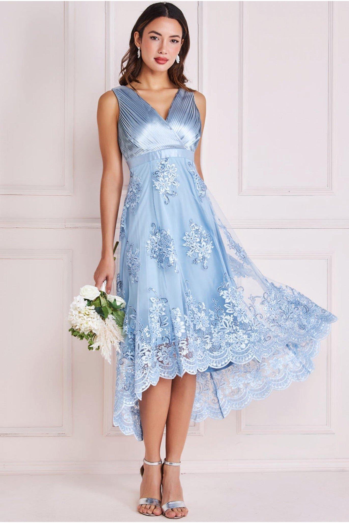 Light blue discount lace cocktail dress